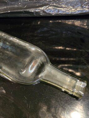 Spoon Rest or Serving Platter Handmade Flattened Clear Glass Bottle